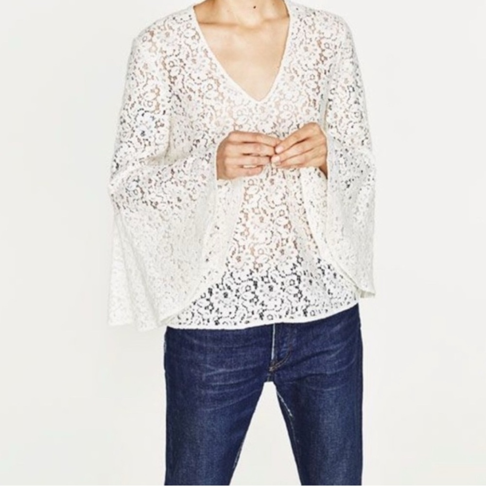 NWOT Zara Lace Fitted Boho Top